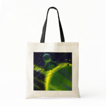 Vintage Science Fiction Green Planet w Spaceship Canvas Bag