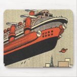 Vintage Science Fiction Helicopter Cruise Ship mousepads