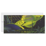 Vintage Science Fiction Neon Green Planet w Rings rack cards