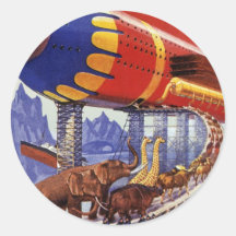 Vintage Science Fiction Noah's Ark Wild Animals Sticker