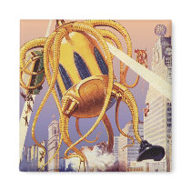 Vintage Science Fiction Octopus Alien Invasion War Magnets
