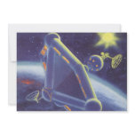 Vintage Science Fiction Orbiting Space Station invitations