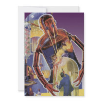 Vintage Science Fiction Robot with Laser Beam Eyes Invites