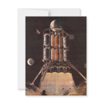 Vintage Science Fiction Rocket Blasting Off Planet Personalized Announcements