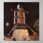 Vintage Science Fiction Rocket Ship Blasting Off posters