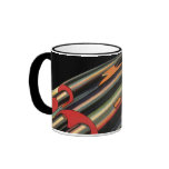Vintage Science Fiction Rocket Ship in Outer Space mugs