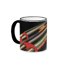 Vintage Science Fiction Rocket Ship, Space, Stars Coffee Mugs