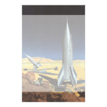 Vintage Science Fiction Rockets on Desert Planet Stationery