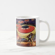 Vintage Science Fiction, Sci Fi, Alien Invasion Coffee Mug