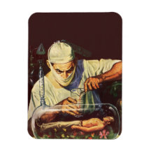 Vintage Science Fiction Scientist in Laboratory Vinyl Magnets