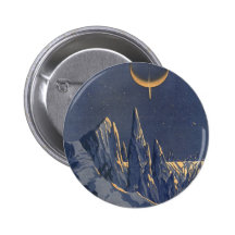 Vintage Science Fiction Snow Planet, Crescent Moon Pins