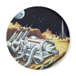 Vintage Science Fiction Space Station on the Moon magnets