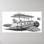 Vintage Science Fiction Steampunk Airship Eclipse Print