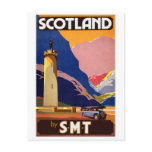 "Vintage Scotland Bus Company Travel Poster" Postcards