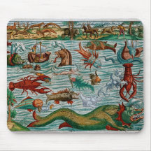 Vintage Sea Monsters Mousepad