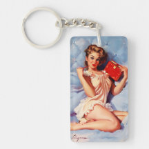 Vintage Secret Diary Gil Elvgren Pin Up Girl Rectangular Acrylic Keychains