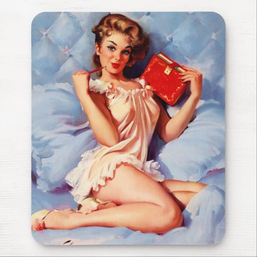Vintage Secret Diary Gil Elvgren Pin Up Girl Mouse Pad