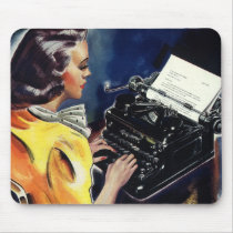 Vintage Secretary Typing a Letter Mousepad