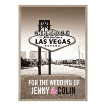 Vintage Sepia Las Vegas Modern Wedding Invites