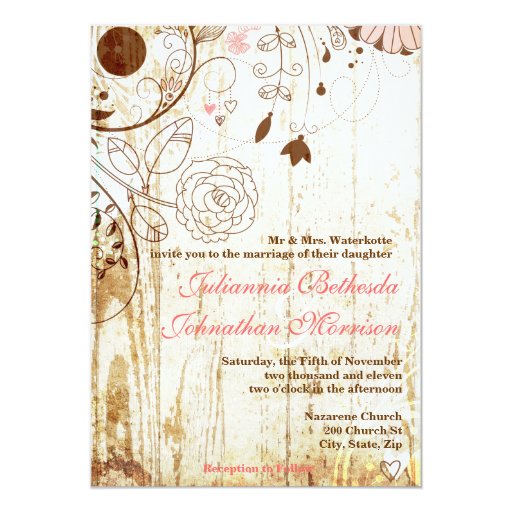 vintage shabby chic floral wood wedding invitation zazzle vintage shabby chic floral wood wedding invitation zazzle