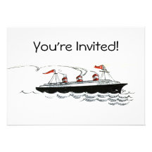 Vintage Simple Ship Illustration Personalized Announcement