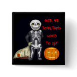 Vintage Skeleton Trick or Treater Button