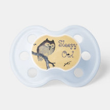 Vintage Sleepy Owl Baby Pacifier