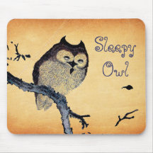 Vintage Sleepy Owl Mousepad