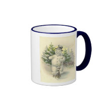 Vintage Smiling Snowman Card Coffee Mug