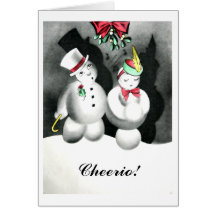 Vintage Snowman Christmas Goodnight Kiss Card