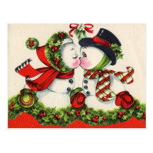 Vintage Snowman Christmas Postcard