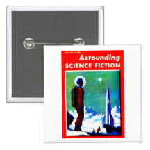 Vintage Space Explorer and Rocket Ship Pinback Buttons