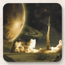 Vintage Space Launch Beverage Coasters