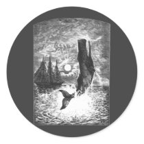 Vintage Sperm Whale Breaching Round Stickers