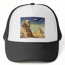 Vintage Sphinx Aeroplane Desert Pyramids Egypt Giz Hats