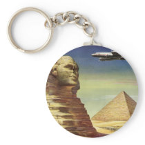 Vintage Sphinx Aeroplane Desert Pyramids Egypt Giz Keychain