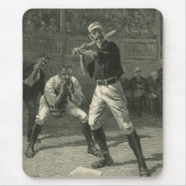 Vintage Sports Baseball Players Batter and Catcher Mousepad