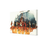 Vintage Sports, Basketball Game, Players on Court Canvas Print