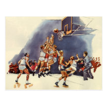 Vintage Sports Basketball Players Playing a Game Postcard
