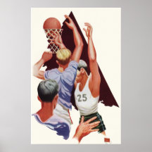 Vintage Sports, Basketball Players Playing Game Posters