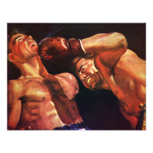 Vintage Sports Boxing Match, Knock Out Punch Personalized Announcements