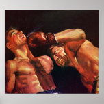 Vintage Sports Boxing Match, Knock Out Punch Poster