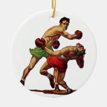 Vintage Sports Boxing Match, Knockout Punch Christmas Ornaments