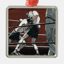 Vintage Sports Boxing, Wrestling in the Ring Christmas Ornament