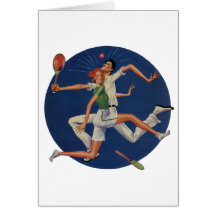 Vintage Sports, Tennis Players Crash with Rackets Greeting Card
