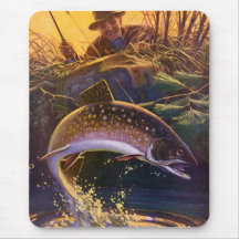 Vintage Sports Trout Fishing; Catch and Release Mousepads