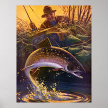 Vintage Sports Trout Fishing; Catch and Release Poster