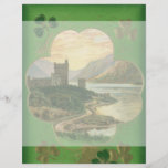 Vintage St. Patricks Day Greetings Castle Shamrock Flyers