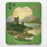 Vintage St. Patricks Day Greetings Castle Shamrock mousepads