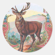 Vintage Stag Round Stickers